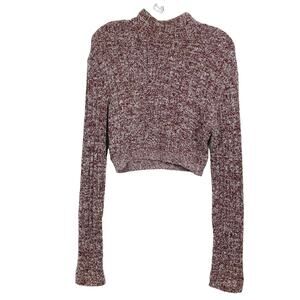 NWOT Vintage FUTURE OZBEK Sweater~M ITALY Wool blend Boucle Knit Crop Long-Slvev